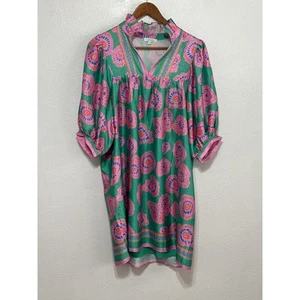 Jade by Melody Tam Ruffle Babydoll Dress S Green Pink Floral Summer Designer - Picture 1 of 13