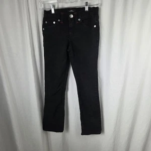 True Religion Jeans Youth 12 Black Ricky Relaxed Straight Red Stitching Denim - Picture 1 of 13