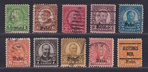 United States Scott 669\\679 Used 1929 Nebraska Overprints 10 Stamps SCV $150 - Picture 1 of 2