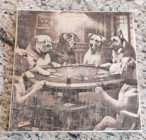 Dogs Playing Poker Wood Etch Photo Home Decor Picture  - Picture 1 of 2