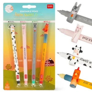 Legami Erasable Gel Pens Farm Sweet Farm - Set of 4 Cute Designs for School - Uk - Picture 1 of 11