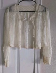 Vintage Cream Lace Sheer Cape Cardigan S / M - Picture 1 of 7