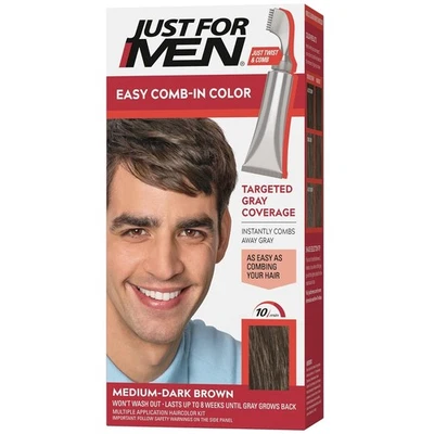 Just For Men Easy Comb-In Color Mens Hair Dye - Medium-Dark Brown, A-40 - Image 1 of 4