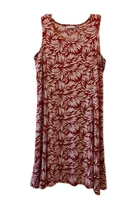 Susan Graver Kleid Etuikleid rot weiß Blätter tropisch Urlaub Damen Größe Large  - Bild 1 von 6