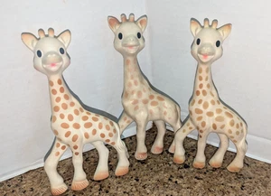 Lot of 3 Sophie The Giraffe Baby Teether Squeaker Toy 7.25" Teething (A2) - Picture 1 of 3