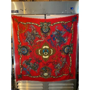 Gucci 100% Wolle Schal verziert Reitsport rot - Bild 1 von 7