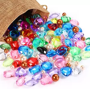 131 Pieces Gemstones for Kids Pirate Toy Gems Fake Treasure Jewels Multi Color A - Picture 1 of 12
