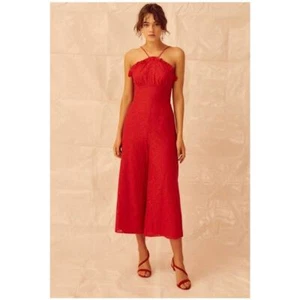 Keepsake The Label Red Higher Lace Red Wide Leg Jumpsuit Small - Picture 1 of 9