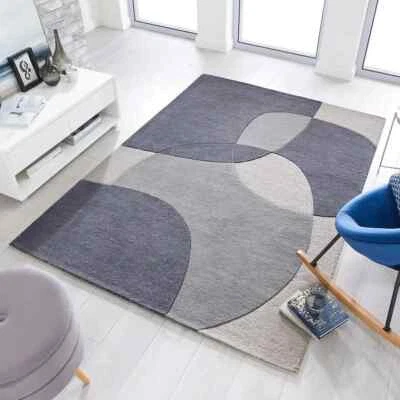 Hand Tufted Wool Area Rug New Geometric Abstract Design Premium Quality Handmade - Image 1 of 2