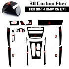 For BMW X6 E71 08-14 Glossy 3D Carbon Fiber Car Interior Decorate Sticker Black