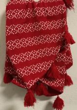 🎄 Wondershop Christmas Tree Skirt Nordic Red/White Knit W/Tassels 48”Diameter