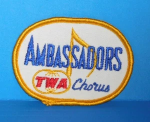 VINTAGE TRANS WORLD AIRLINES TWA AMBASSADORS CHORUS PATCH  3" x 2 1/4" - Picture 1 of 2