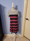 Calvin Klein Size Large Dress Womens Multicolored Striped Short Sleeve