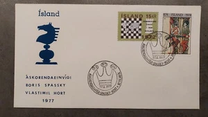 1977 - SKAK de ajedrez Reykjavik - Spassky - Hort - Sobre para su información con estampillas Islandia - Imagen 1 de 1