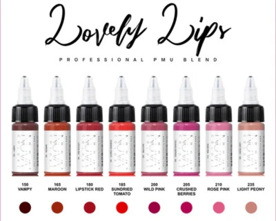 Nuva Colors LIPS INK 8-Pack Set 1/2-oz Permanent Makeup PMU Pigment Supplies