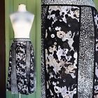 Kenzo Moonmap Black White Grey Tan Silk Paneled Midi Skirt 36