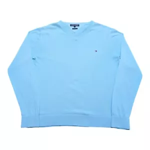 Tommy Hilfiger Mens Aqua/Light Teal Tight Knitted Pullover Jumper Size-XL - Picture 1 of 8