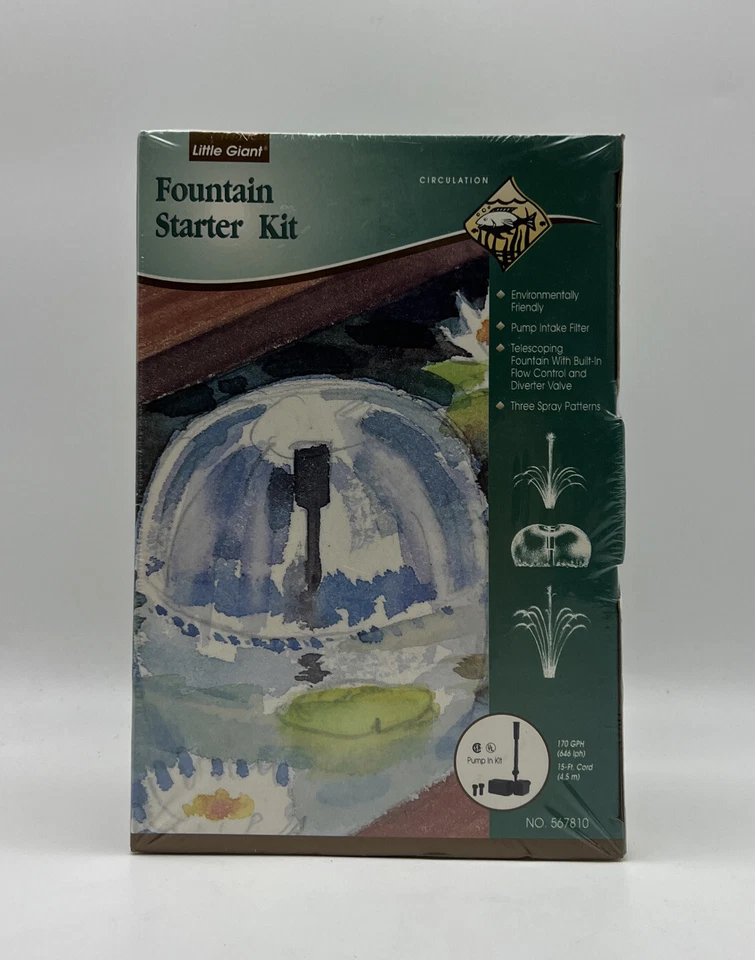 Little Giant 170 GPH Fountain Pond Pump Starter Kit W/3 Spray Patterns 567810
