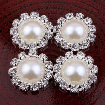 30PCS 20mm Handmade Metal Decorative Buttons+Crystal Pearls Craft Supplies - Image 1 of 4