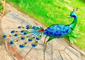 Beautiful Large Peacock Bird for Garden Statue or Decorative Ornament - Picture 1 of 8