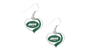 New York Jets swirl heart earrings dangle charm FAST USA SHIPPING - Picture 1 of 12