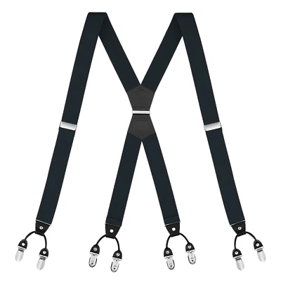 Buyless Fashion Suspenders Mens - 48" Elastic Adjustable Straps 1 1/4" - X Shape - Image 1 of 4