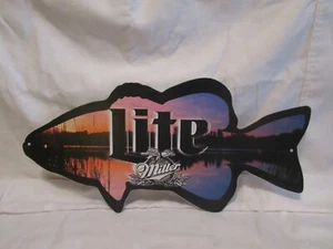 Miller Lite Beer Aluminum Fishing Sign - 18.5" X 8.75" - Picture 1 of 2