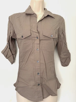 Nueva Camisa James Perse Panel Contraste Mujer Manga 3/4 Enrollable Talla 3 Nueva Con Etiquetas Foto 1 de 4