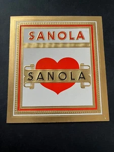 Vintage box label tobacco cigar cigars Sanola heart red white golden litho #517 - Picture 1 of 3