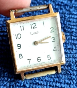 Elegant Luxury Soviet Watch 1970s Luch Square Case Gold Plated AU10 Vintage - Picture 1 of 11