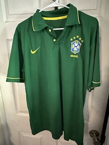 Brazil CBF Nike Men's XL Neon Green FitDry Soccer Football Jersey Made in Brazil - Bild 1 von 4