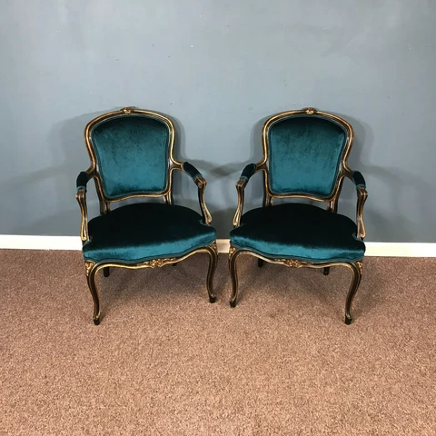 Pair of Vintage French Louis XVI Style Arm Charis Cover