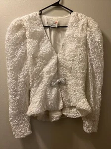 Vintage I. Magnin Farinae Collections Women’s White Jacket Stretch Size 8 - Picture 1 of 11