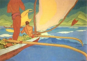 Arman Manookian : Men in a Canoe : Archival Quality Art Print - Picture 1 of 2