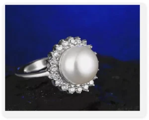 Natural White AKoya Cultured Pearl Sunflower Ring Adjustable Size :6 7 8 9 - Picture 1 of 6