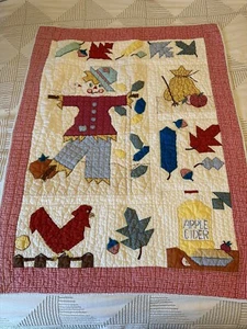 Vintage First Impressions Nursery Crib Quilt Scarecrow Farm Country Hand Quilted - Picture 1 of 12