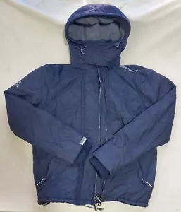 Superdry Windcheater Blue 3 Zipper Insulated Winter Jacket Large - Picture 1 of 10