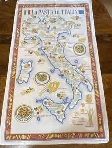 "Toalla de té/plato de algodón pasta mapa de Italia 33"" x 19,25""" - Imagen 1 de 11