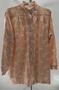 Vintage Pykettes Floral Hippy Long Blouse Size 18 Peach Psychedelic Grandma - Picture 1 of 9