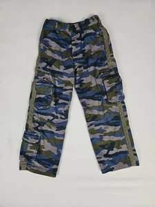 LL Bean Boys Camo Cargo Pants Green Gray Blue Urban Size 6X / 7 - Picture 1 of 4