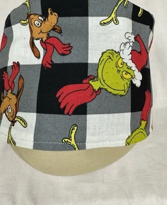 Men/Women Surgical Scrub Cap Lined Christmas Ugly Green Guy Holiday 100% Cotton - Image 1 of 2