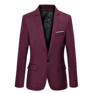 Men's Formal Work Blazer Jacket Business Casual Button Slim Fit Suit Coat Tops ! - Picture 1 of 14
