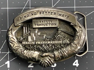 Iselin Preparation Co. Miners Safety Award años 70 cinturón hebilla apretón de manos carbón JH Foto 1 de 2