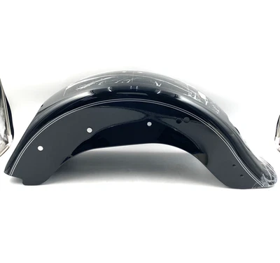 oem Harley 59596-11BHY Vivid Black Pinstripe Rear Fender 07-17 Softail Fatboy - Image 1 of 4