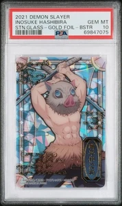 2021 Demon Slayer: Stained Glass Cards Inosuke Hashibira Stn.Glass PSA 10 - Bild 1 von 2