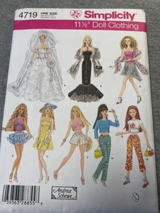 Simplicity 4719 Doll Clothing Pattern Size 11 1/2" 2005 - Picture 1 of 6