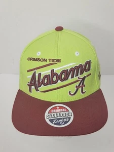 Gorra Alabama Crimson Tide NCAA Zephyr Script verde neón con cierre a presión totalmente nueva - Imagen 1 de 12