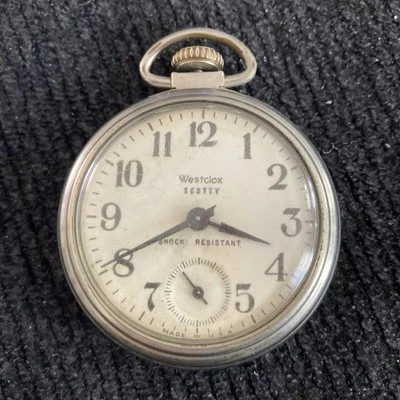 Vintage Westclox Scotty Pocket Watch Silver Not Running USA 1950s Not Tested - Image 1 of 4