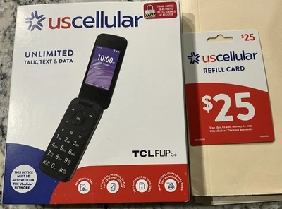 TCL FLIP Go 8GB For US Cellular NEW in Sealed Box + $25 Refill Card - Image 1 of 4
