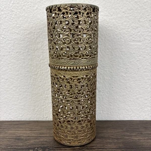 VTG 50s Hollywood Regency Brass Hairspray Can Tube Holder Cover Mid Century MCM - Picture 1 of 20